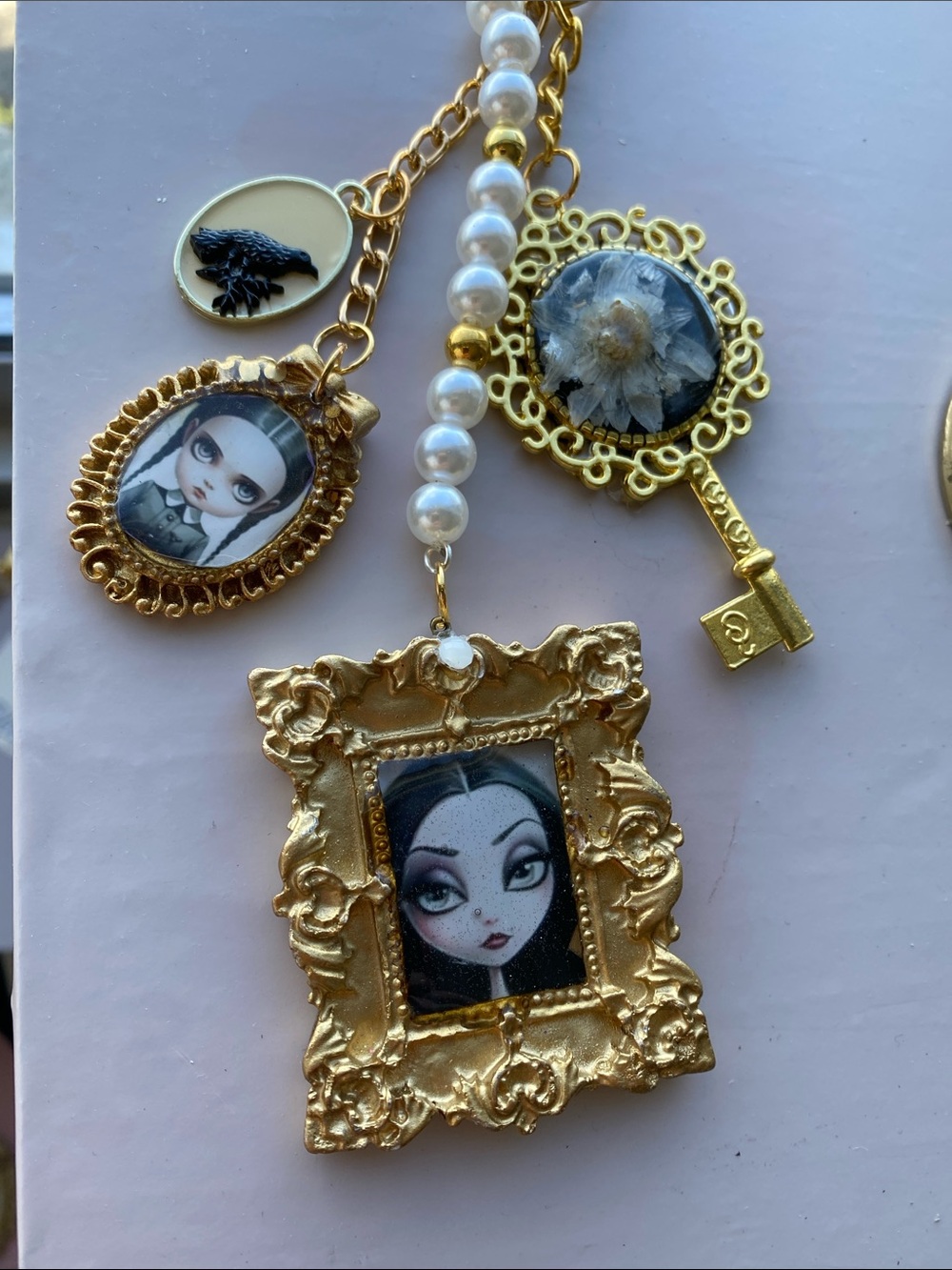 Wednesday Addams Whimsigoth Purse Charm Key Ring Y2K Goth Bag Charm Gen Z Goth